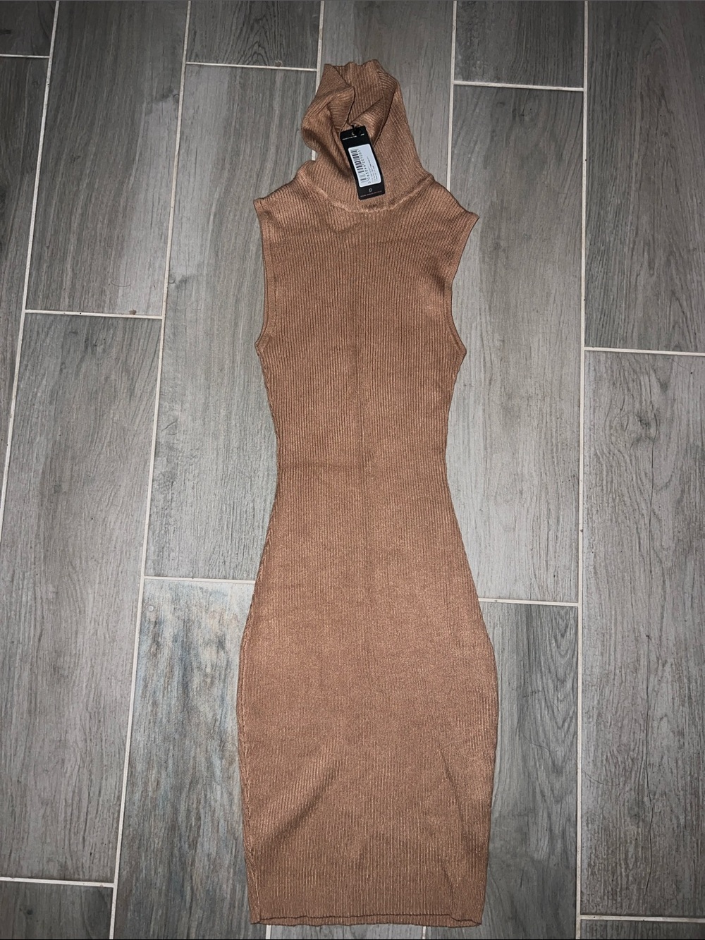 PrettyLittleThing Sleeveless Knit Turtleneck Midi Dress - Brown